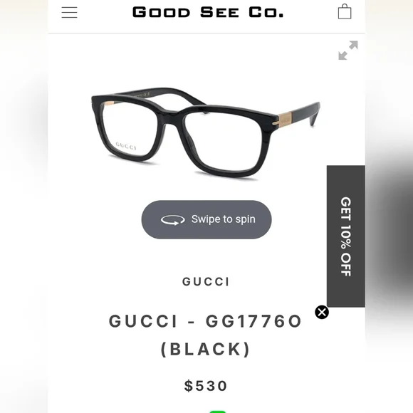 GUCCI GG1776O Eyeglasses In Black 54-18-150 EUC - Picture 11 of 12